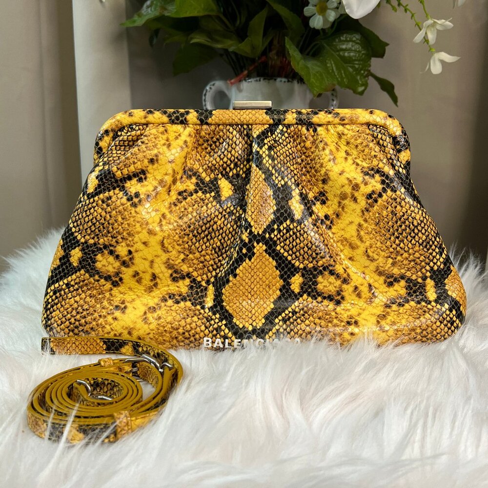 Balenciaga Python Effect Cloud Clutch With Extend… - image 1